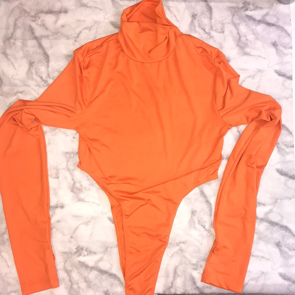 Orange high neck body suit